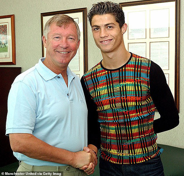 Ronaldo has come along way since arriving at Manchester United in 2003 (pictured then with Manchester United manager Sir Alex Ferguson)