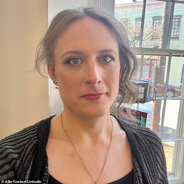 The order comes after Alexandra 'Allie' Goebert, a 35-year-old transgender woman (pictured), launched a discrimination lawsuit against the spa in 2022 after being 'misgendered' during a visit there