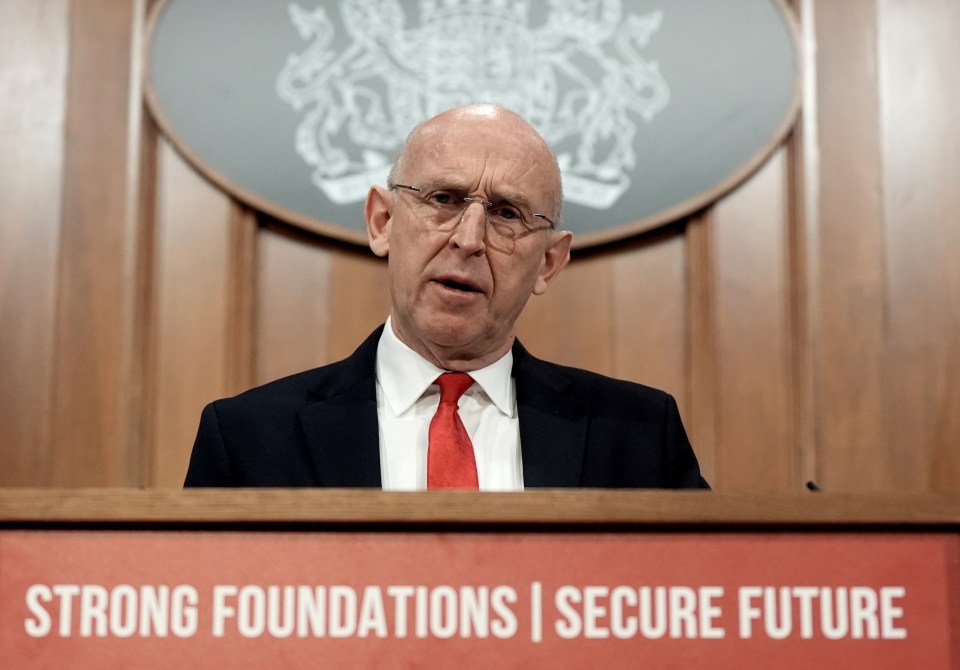 Defence Secretary John Healey speaking at No. 9 Downing Street.