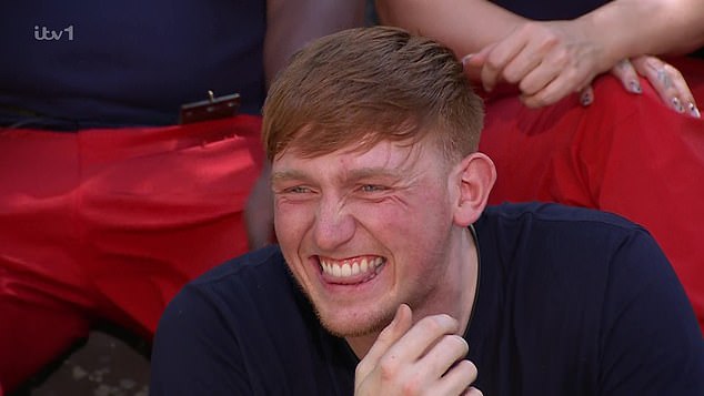 It didn't help that he was receiving jibes from Ginge who was sat on the sidelines. Laughing at his pal, Ginge joked: 'I only did an eating challenge yesterday and ate everything'