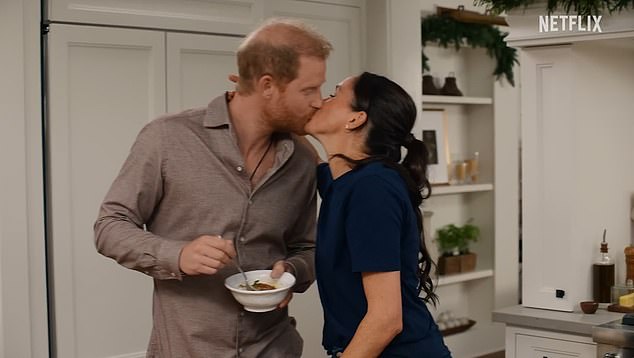 The Duke and Duchess of Sussex pictured in the Christmas special of With Love, Meghan