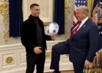 Trump shares bizarre AI-generated video of him and Ronaldo playing football inside the White House