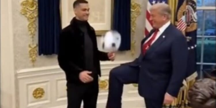 Trump shares bizarre AI-generated video of him and Ronaldo playing football inside the White House