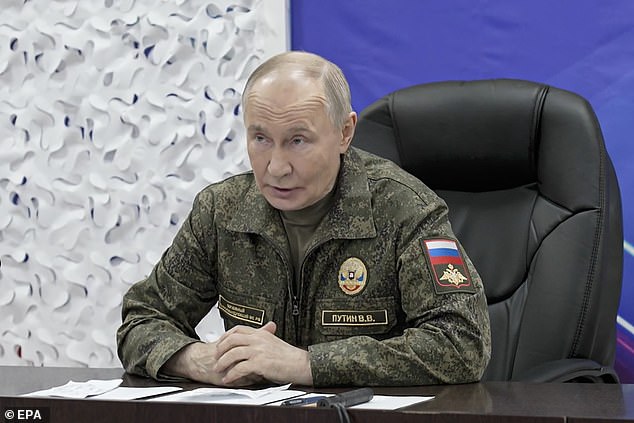 Russian President Vladimir Putin speak during his visit to a command post of the West group of Russian Army at an undisclosed location, November 20, 2025