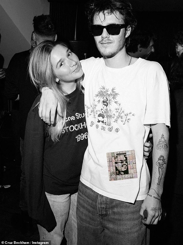 Brooklyn took to Instagram with a sad soundtrack, just a day after his parents and sister Harper (pictured with Cruz) shared gushing posts celebrating Cruz's Notting Hill gig