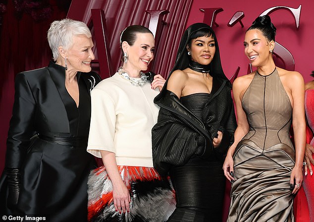 Gelnn has spoken out in support of her co-star Kim, after she received a string of harsh criticism for her acting (pictured with Sarah Paulson and Teyana Taylor)