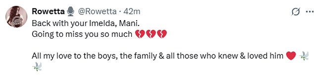 Shaun's bandmate Rowetta paid tribute to the Fool's Gold hitmaker, who was also known for his work with Primal Scream