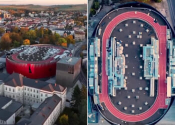 New stadium built at cost of £66million features running track on THE ROOF