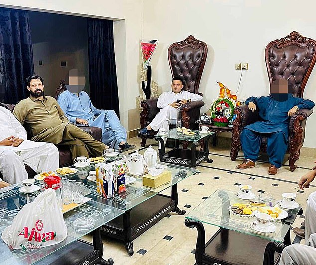Cllr Zaffar met Billu in June 2023 at a social gathering, perched on a throne in what is believed to be the accused drug baron's house in Mirpur