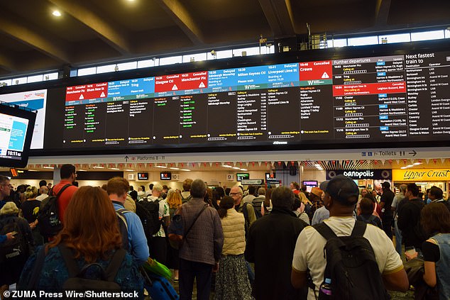 Hoards of travellers were seen looking in despair at information boards at London Euston station following an issue on the West Coast Main Line in the Stafford area
