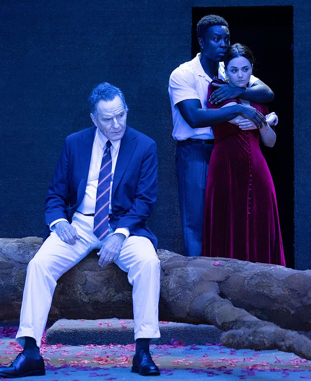 Cranston pictured alongside Paapa Essiedu and Marianne Jean-Baptiste at the Wyndham's Theatre in London