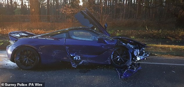 Sullivan's purple McLaren was a heap of scrap metal after the collision, which left his passenger in a daze of pain and terror