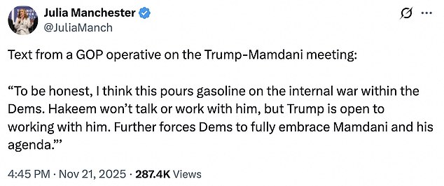 One unnamed GOP political insider has their own theory on why Trump was so gracious towards Mamdani