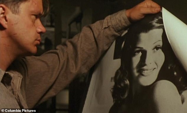 In The Shawshank Redemption, Andy Dufresne (Tim Robbins) sticks posters of Hollywood actresses to his prison cell wall