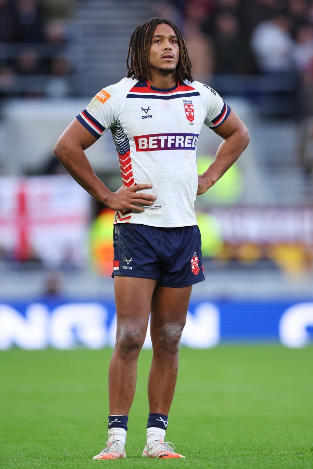 Dom Young in his England Rugby League jersey.