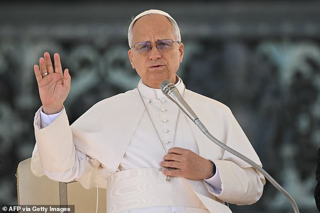 Looking at these early snapshots today, it's almost impossible to reconcile the wide-eyed child in these grainy frames with the man now stepping onto the global stage. Pictured: Pope Leo XIV delivers his blessing after leading the weekly general audience at St. Peter's Square, at the Vatican on November 19, 2025