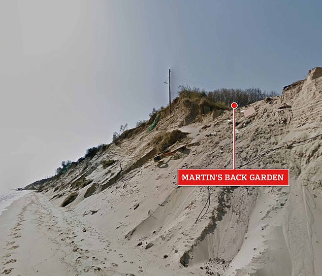 However his retirement home is now just yards away from the cliff edge