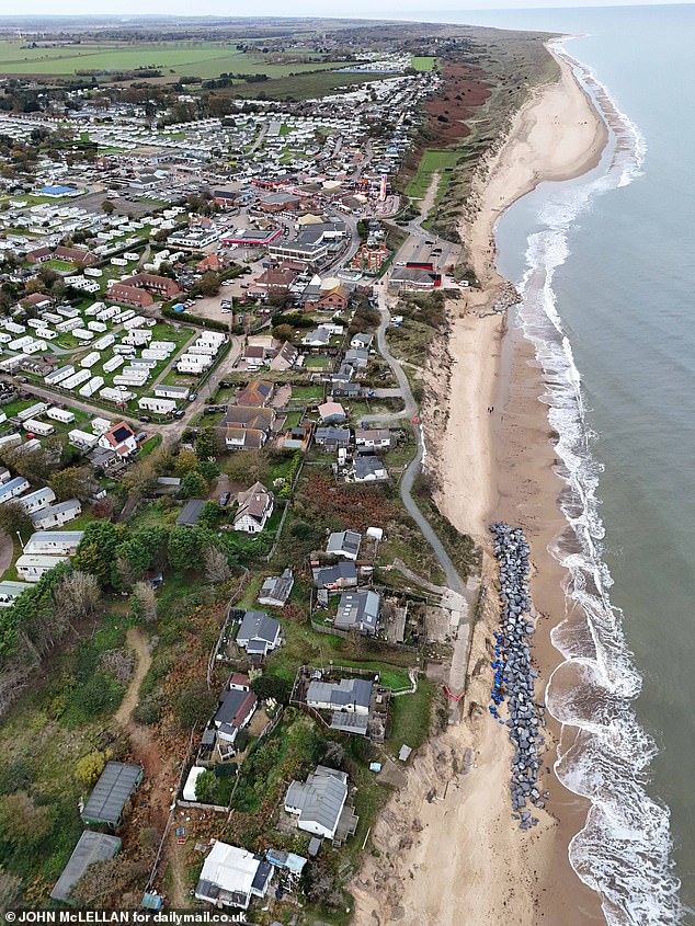 The sign now reads as a cruel joke to the residents of Hemsby - who live life on the very edge