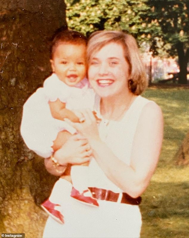 Emma, now 43, pictured with her mother who brought up four children on her own