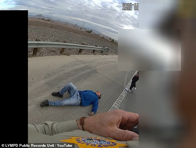 Ayala could be seen laying in the middle of the road as he agonized over the death of his stepson