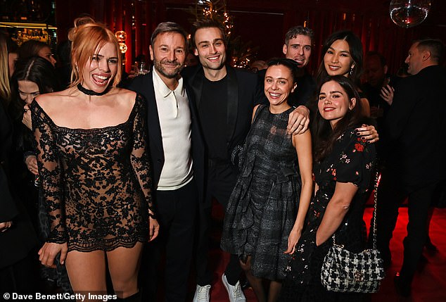 (L to R) Billie Piper, Jeremy Langmead, Douglas Booth, Bel Powley, Richard Madden, Jenna Coleman and Gemma Chan attend a joint birthday party for Billie Piper and Jeremy Langmead