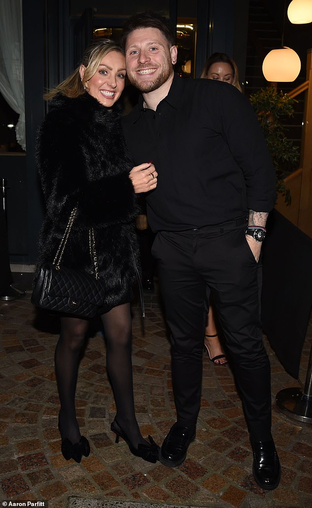 In her first public appearance since the operation, Amy was seen enjoying a night out at Amero Italian in Blackpool on Friday joined by her husband Benjamin Jones (Pictured) and fellow pro dancer Carlos G