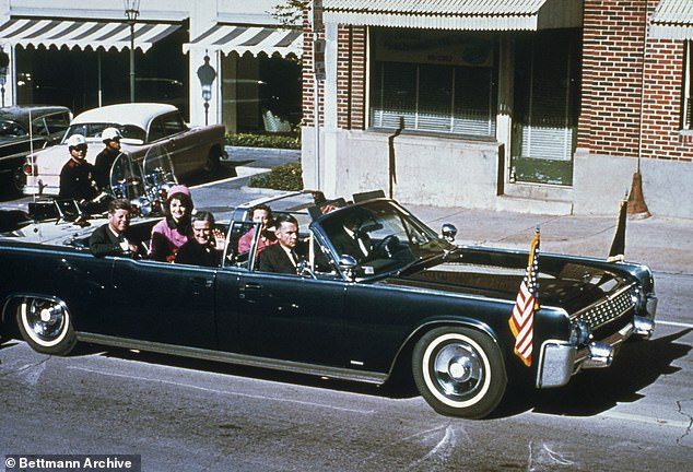 Texas Governor John Connally and his wife, Nellie, were seated in the middle row of the dark blue, modified 1961 Lincoln Continental convertible. In the front row were two Secret Service agents