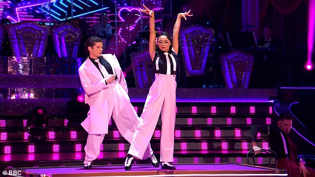 First to take to the dancefloor was Lewis Cope and his professional partner Katya Jones who performed a Charleston