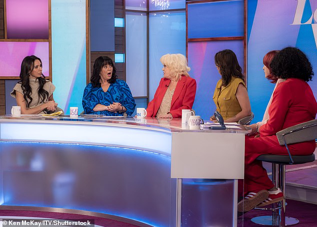 Speaking to The Sun, she recalled: 'I went on Loose Women a few months ago and I said something slightly outrageous ¿ can't remember what it was now ¿ and Coleen kicked me under the table' (L-R Christine Lampard, Coleen, Sherrie, Andrea McLean, Janet Street-Porter, and Brenda Edwards)
