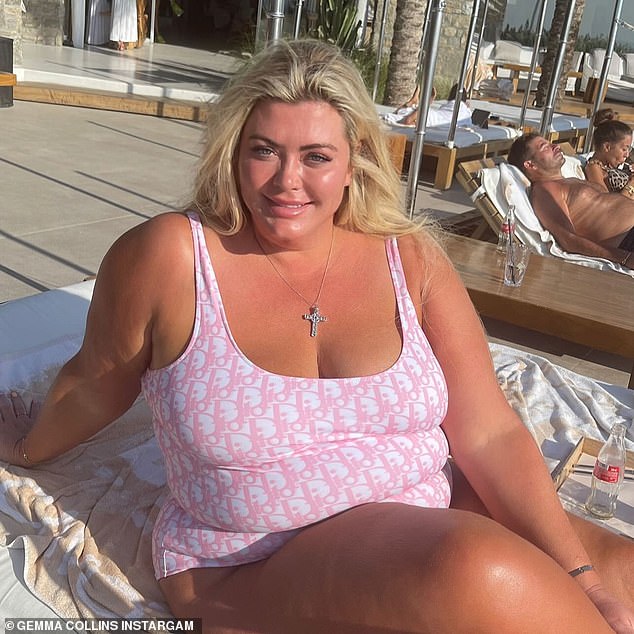 The star has gone from a size 26 to a size 20 and lost 3.5st since taking the jab, and now Gemma has revealed she is back on the jab after taking a break (pictured last year)