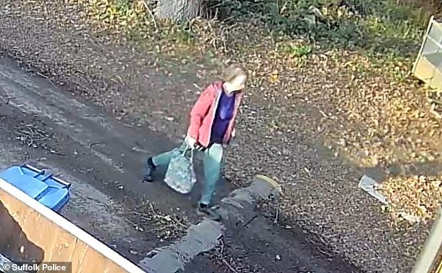 CCTV captured Christine walking along a footpath on the edge of Nacton village on the afternoon she went missing