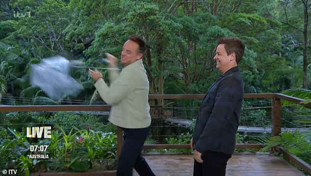 Declan stood back, trying his best to contain his giggles, as his co-host went into a hilarious rage