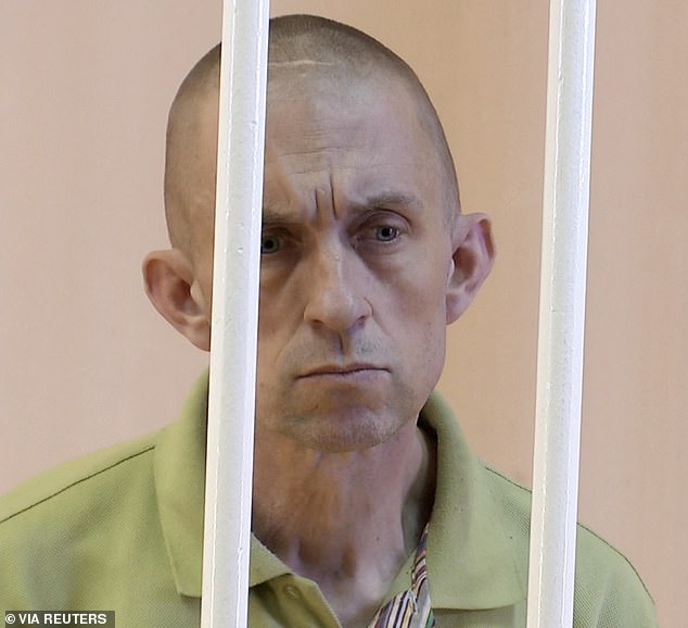 'There is a fight. There is a will to fight. Ukrainians have not given up,' Pinner (pictured behind bars on June 8, 2022) said of the Ukrainian will