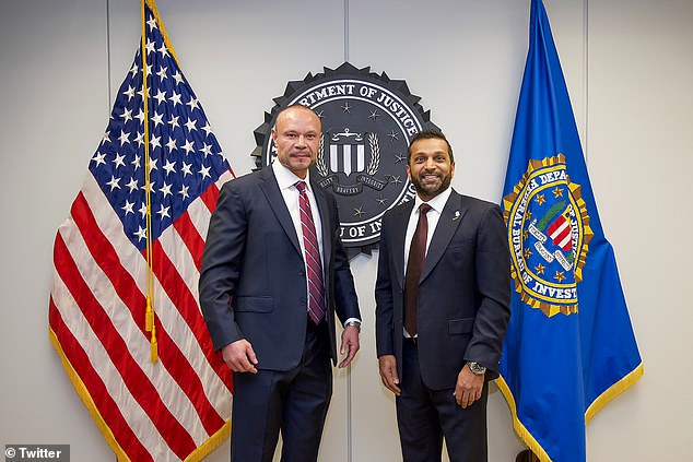 FBI Director Kash Patel (right) revealed Crooks's interest in 'animated female muscle-building erotica' during an exclusive interview with Fox News Digital (Pictured: Patel and FBI Deputy Director Dan Bongino)