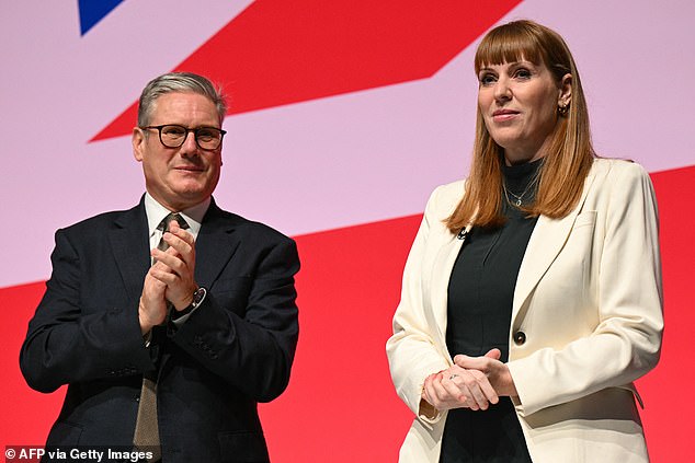Prime Minister Sir Keir Starmer with Angela Rayner at the Labour Party conference on September 22, 2024