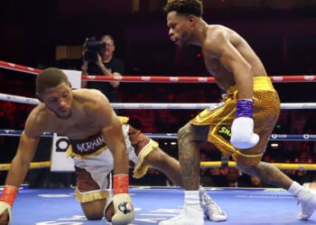 Devin Haney BEATS Brian Norman on points to win WBO welterweight title and taunts rival after scoring knockdown