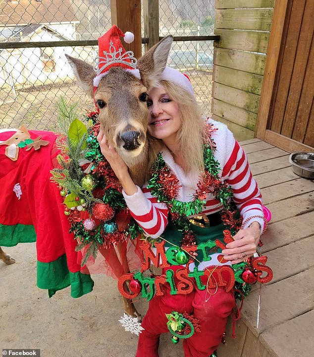 The 64-year-old had been inspired to rehabilitate wildlife by her beloved deer Wheezer (pictured)