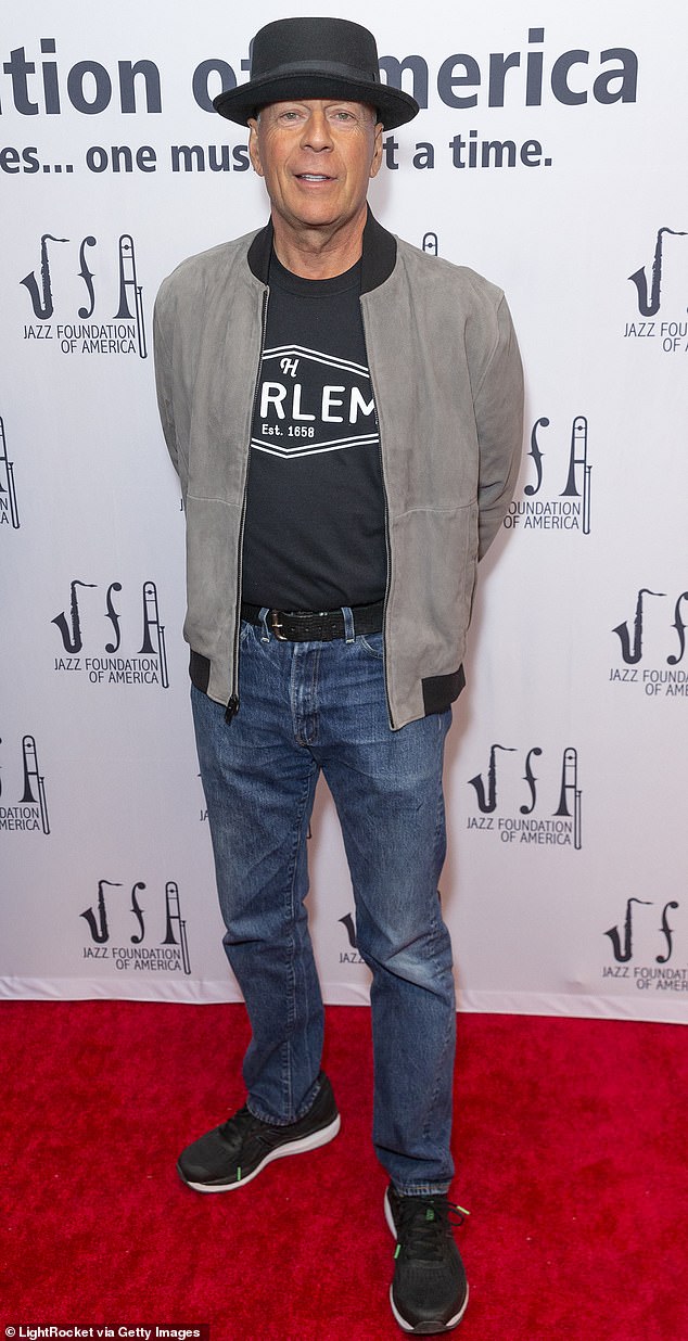 'I don't think that he's ever harped or thought long and hard about who he is, what he's done. I think he's just always enjoyed being an actor, entertaining people,' Emma said; Bruce seen in 2019 in NYC