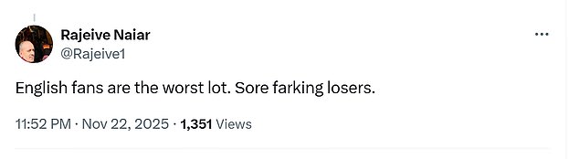 Aussie fans also took to X and responded in kind