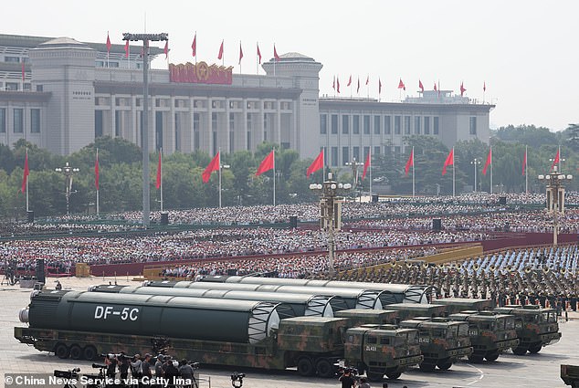 China's army dwarfs Japan's - in September, the country showed off its huge arsenal in a military parade, including the intercontinental strategic nuclear missiles, DongFeng-5C