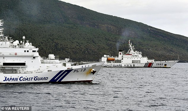 A China Coast Guard vessel seen near one of Japan's off Uotsuri Island, part of the Senkaku Islands