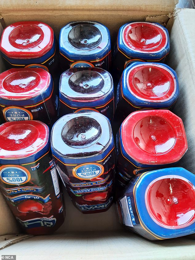 The heroin was concealed within the liquid and mixed with legitimate juice cartons