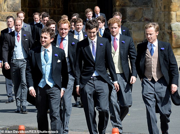 Lord Max Percy is pictured at the wedding of his sister, Lady Melissa Percy and Thomas Van Straubenzee, in 2013. Prince Harry and Prince William can be seen behind