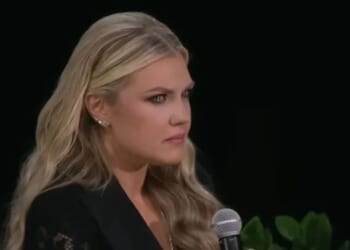 Moment Erika Kirk's eyes fill with tears as she sends message to family of Charlie's 'assassin' in Megyn Kelly interview