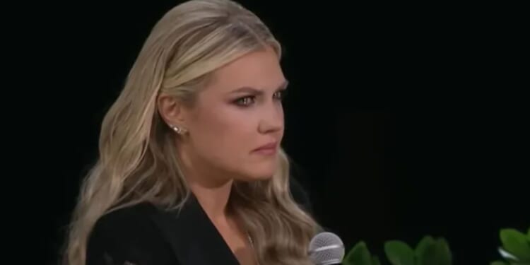Moment Erika Kirk's eyes fill with tears as she sends message to family of Charlie's 'assassin' in Megyn Kelly interview