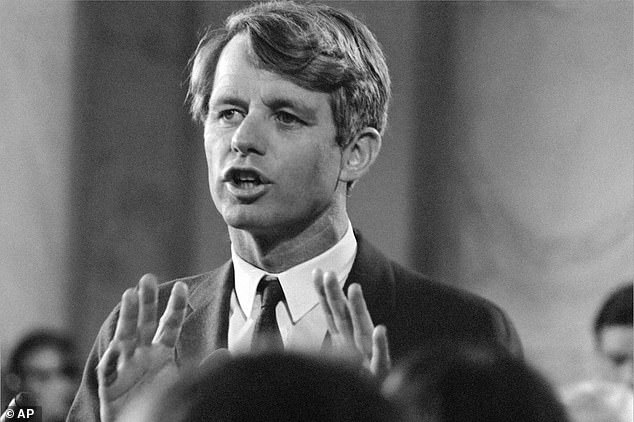 Robert F Kennedy was killed on June 5, 1968, at the Ambassador Hotel in Los Angeles shortly after he won the California Democratic presidential primary (pictured in March 1968)