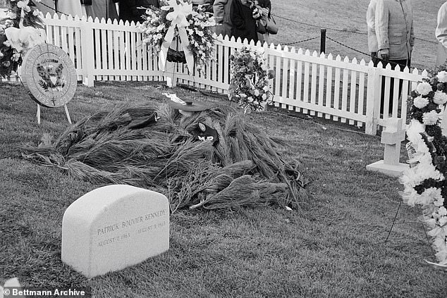 Patrick was the youngest son of JFK and his wife, Jacqueline Kennedy - he was born prematurely on August 7, 1963, and died on August 9, 1963 (his gravestone pictured)