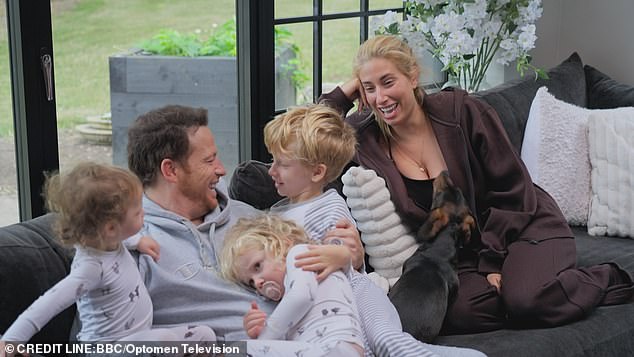 The couple with children, from left, Belle, Rose and Rex, seen on the reality show Stacey & Joe
