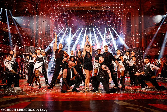 All four dancers joined forces for the pros for a dazzling routine that saw them each revisit one of their most famous Strictly moments