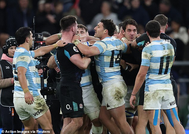 His tackle on Juan Cruz Mallia (first picture) sparked an on-pitch brawl at the end of the match